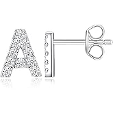 IMOLOVE Moissanite Stud Earrings for Women Letter Stud Earrings Sterling Silver Earrings for her Initial Earrings for Women-A