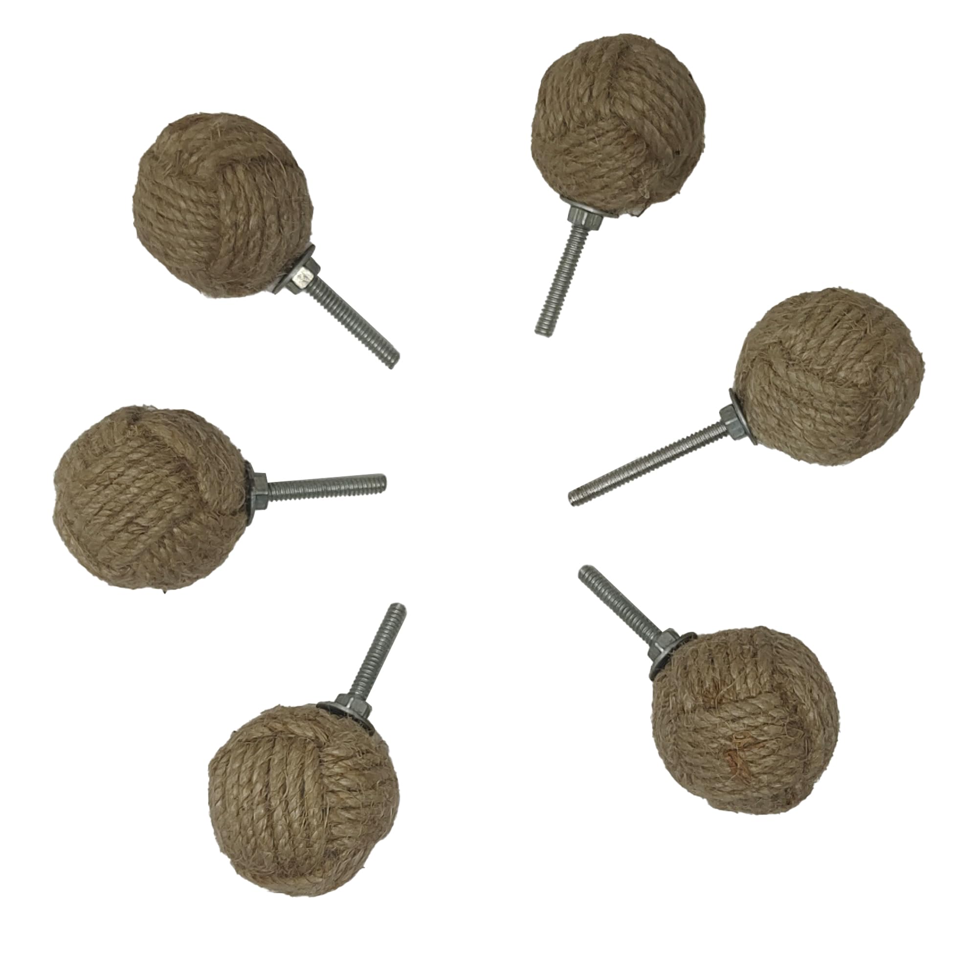 Galaxy Indiacraft Hand Knitten Jute Knob for Door, Drawer and Furniture (6, Natural Jute Knob)