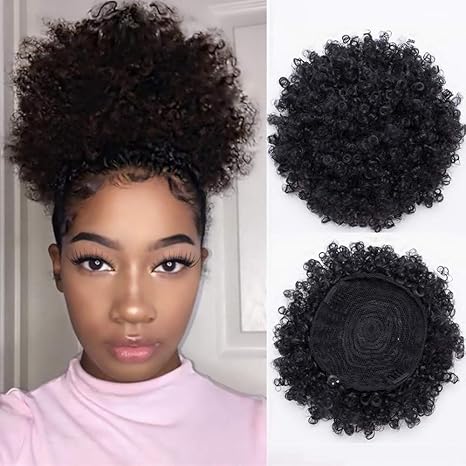 Buy Synthetic Afro Puff Drawstring Ponytail Short Kinky Curly Hair