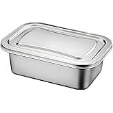 Stainless Steel Ice Cream Container Refrigerator Ice Cream Container Stainless Steel Food Containers with Steel Lids Metal Freezer Food Preservation Box Stainless Steel Container with Lid(1.2L)