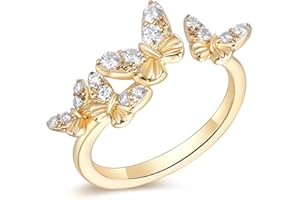 Moissanite Flower Pretty Open Rings for Women, Adjustable Ring, Solid 925 Sterling Silver with Gold Plated, Stackable Ring, B
