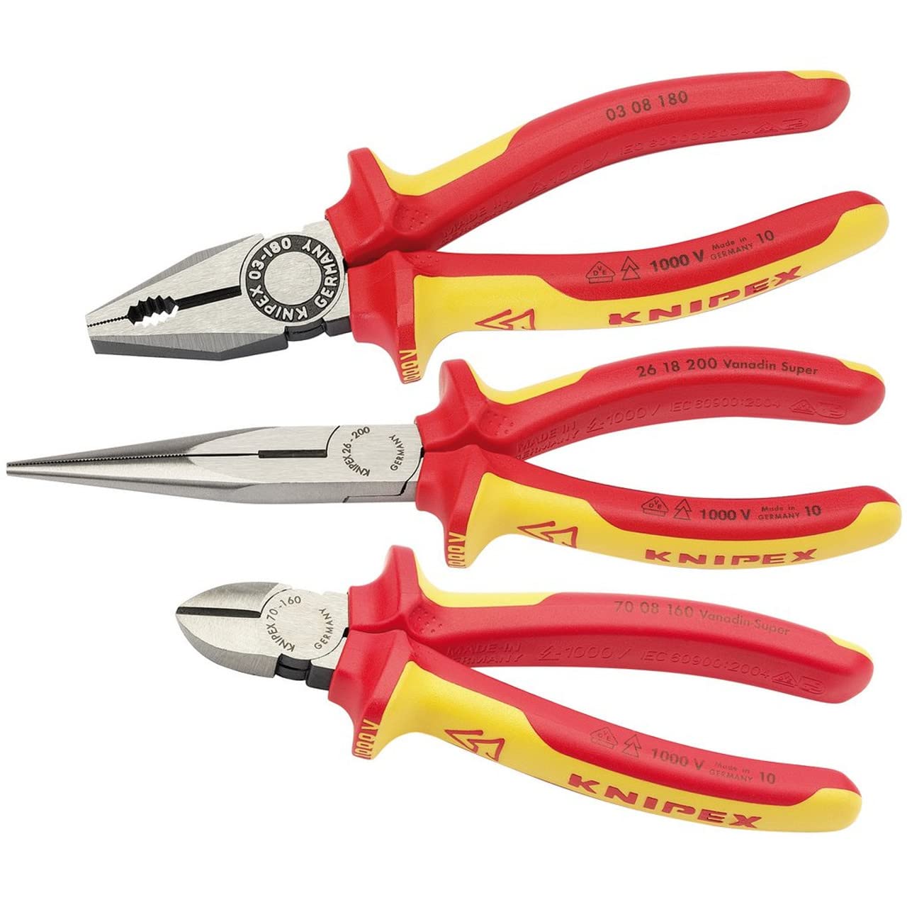 Knipex 00 20 12 VDE Plier Assembly Kit , Multi-Colour, Set of 3 Pieces