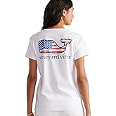 Vineyard Vines Womens Flag Whale Short-Sleeve Pocket Tee