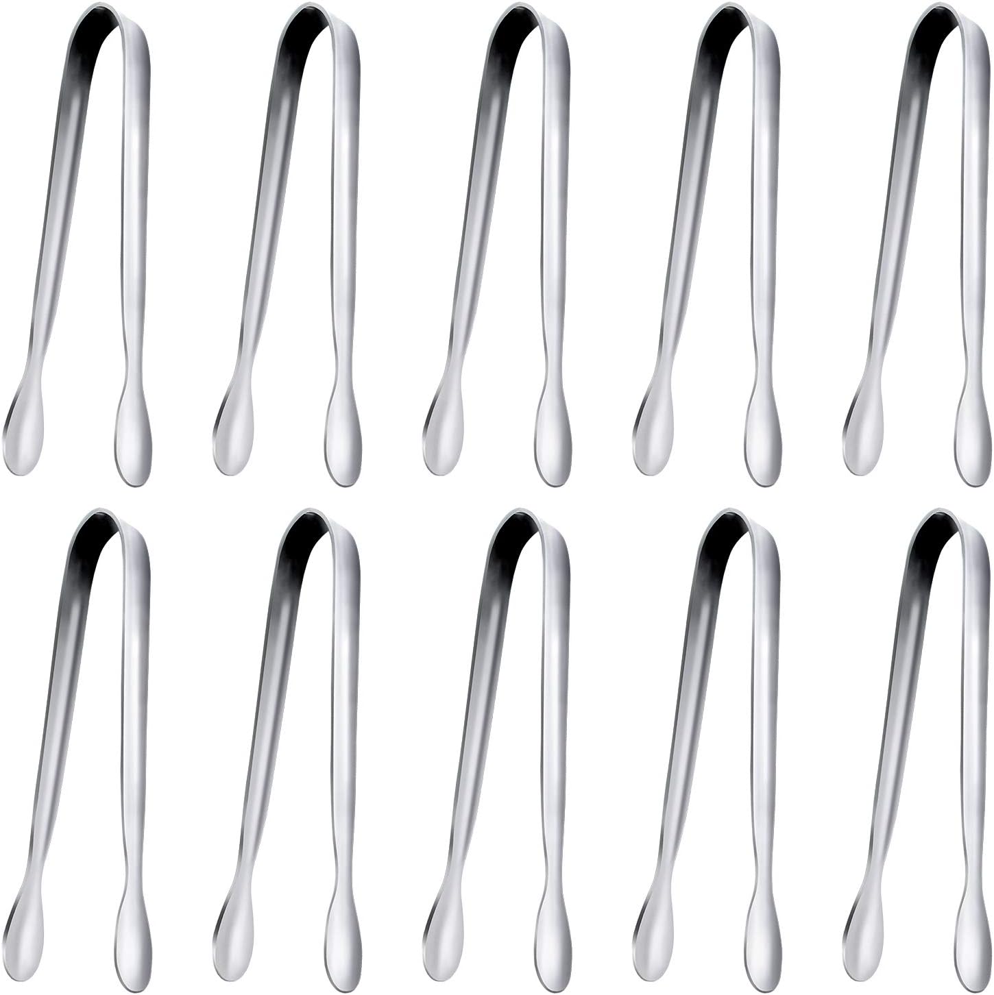 Elcoho 10 Pack Stainless Steel Mini Serving Tongs Ice Tongs Sugar Tongs