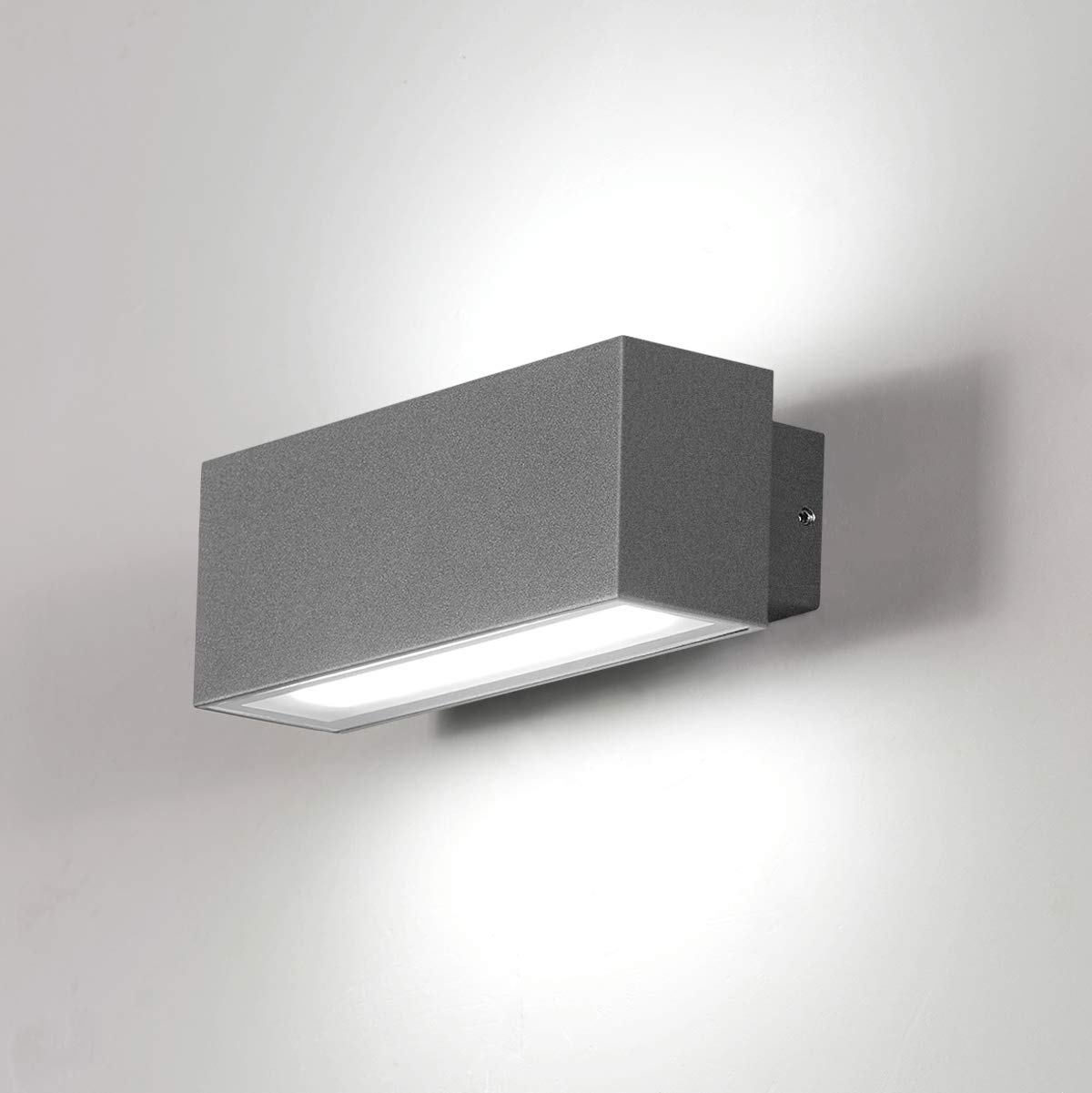 Dr.lazy 12W Led Wall Lamp Outdoor LED Wall Sconce IP65 Waterproof Wall Lighting Aluminium Up Down Outside Wall Lights for Patio, Terrace, Garden, Hallway, Balcony, Porch (Grey/Cold White)