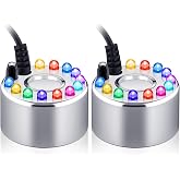 Maitys 2 Pcs Mist Maker Fogger Small Ultrasonic Fog Machine for Cauldron | Fountain Halloween Mister Fogger Water Garden Pond Foggers Air Humidifier with 12 LED Light Flashes for Party
