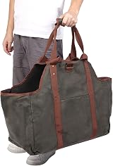 Duokon Large Canvas Firewood Log Carrier Tote Bag - Thickened Wood Holder view 4
