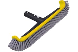 POOLAZA Aluminum Handle Pool Brushes - Heavy Duty Nylon Bristle Scrub Brush with EZ Clip for Pool Walls, Steps, Corners & Inground Pools