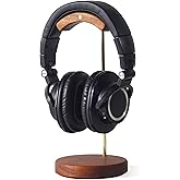 Unchained Workshop Handmade Brass and Wood headphone stand, Headset Stand for Desk, compatible with all models