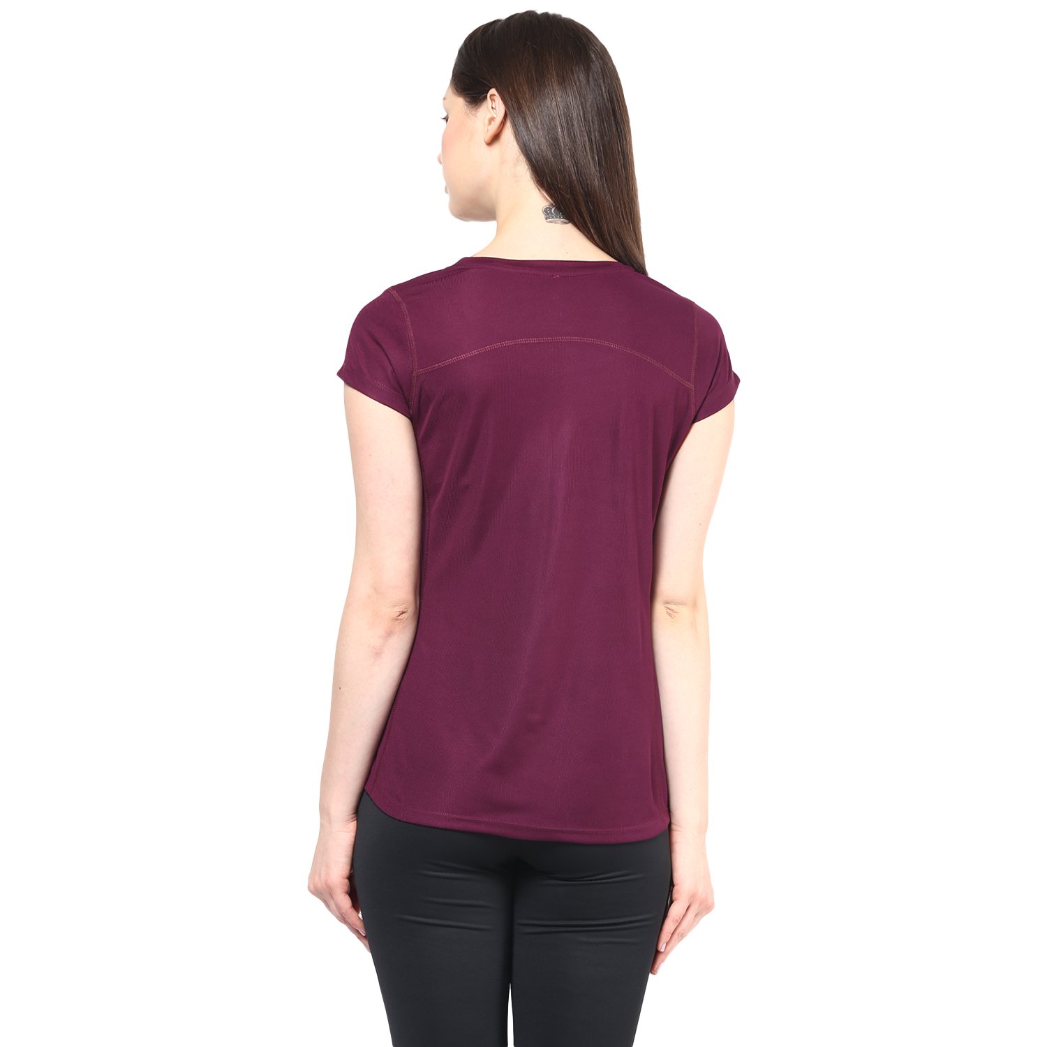 berge women's instadry round neck wine tee