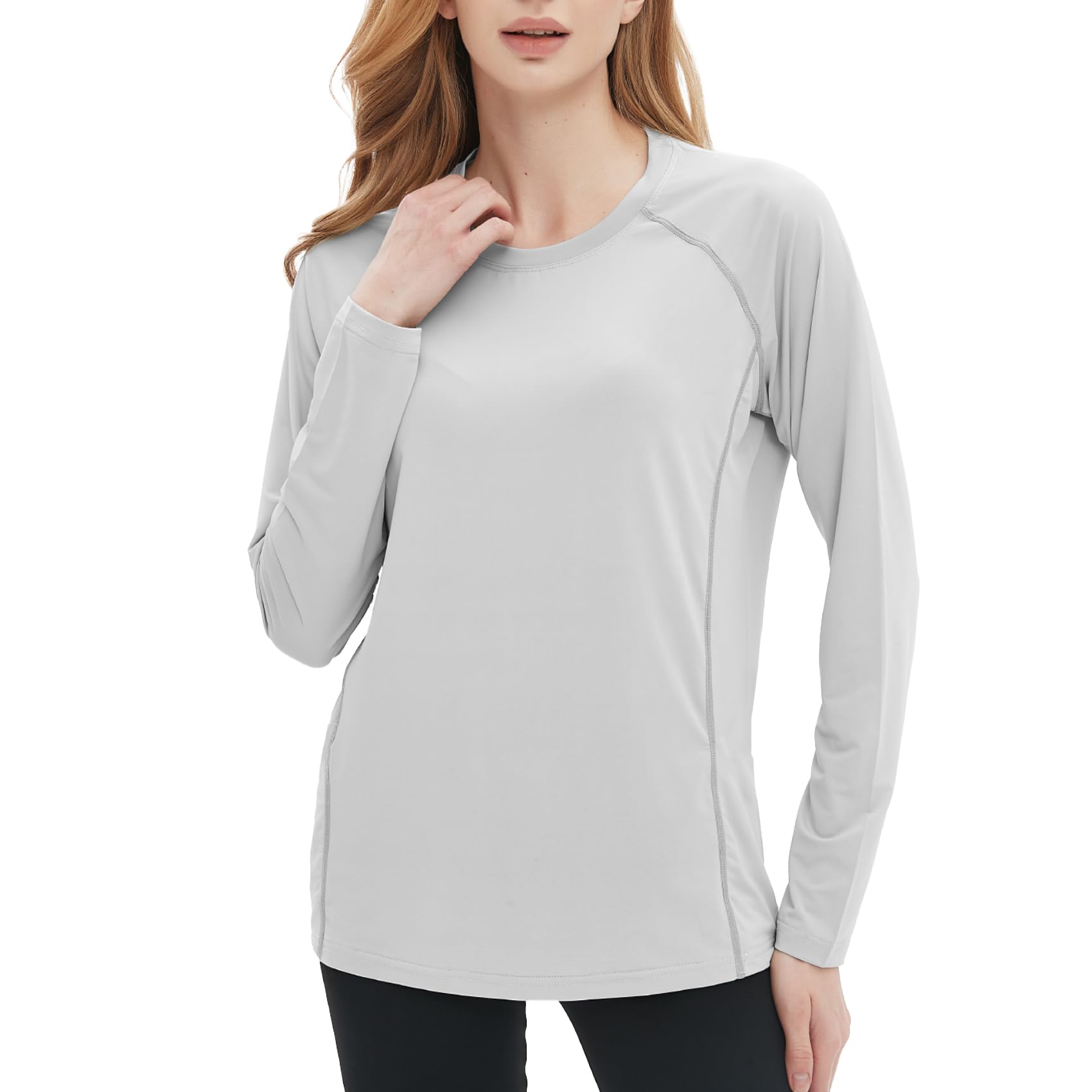 Photo 1 of Women's Rash Guard Long Sleeve UPF 50+ Sun UV Protection Shirt Quick Dry Swim Yoga Running Hiking Gym Tee Top(Light Gray, M)