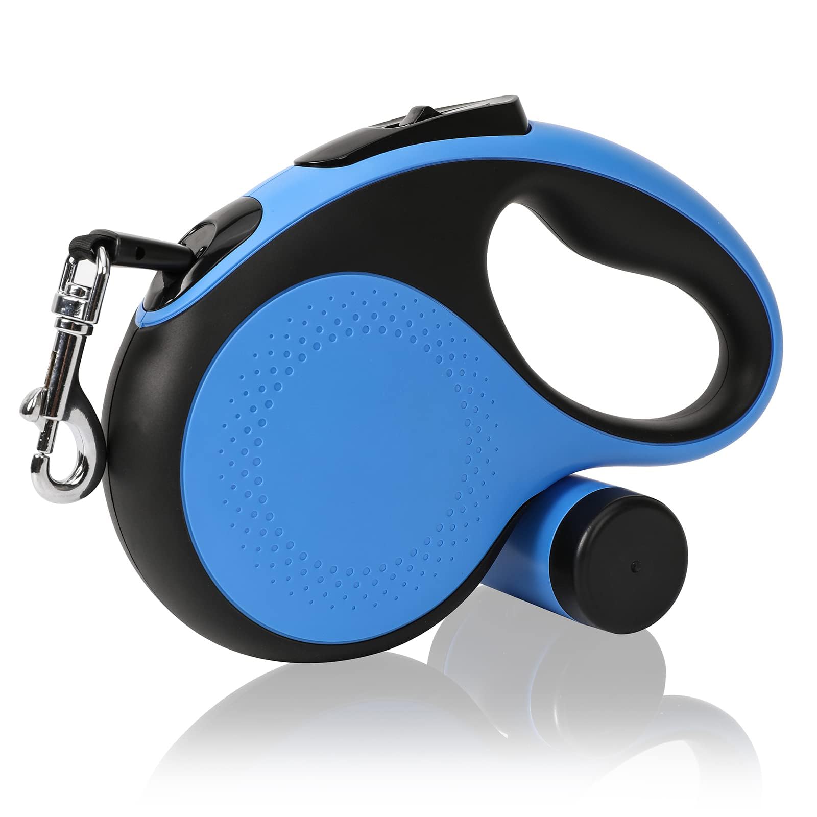 Extendable Dog Lead, 5M/16.4ft Retractable Dog Leash with Poo Bag Holder Heavy Duty Extension Dog Lead with Anti-Slip Handle and Quick Brake Button for Large Dogs Up to to 110lbs/50kg (Blue)
