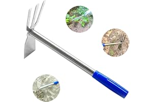 XFJTECH Gardening Hoe Garden Tools 2 in 1 Hoe and Rake,Heavy Duty All Stainles Body for Garden Yard Lawn Farm Vegetable Flowe