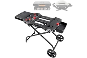 SEARCOOK Portable Grill Cart for Weber Q1200, Q1000, Q2200, Q2000, Collapsible Griddle Stand for Blackstone 17" 22" Table Top Griddles, Outdoor Portable Folding Cart