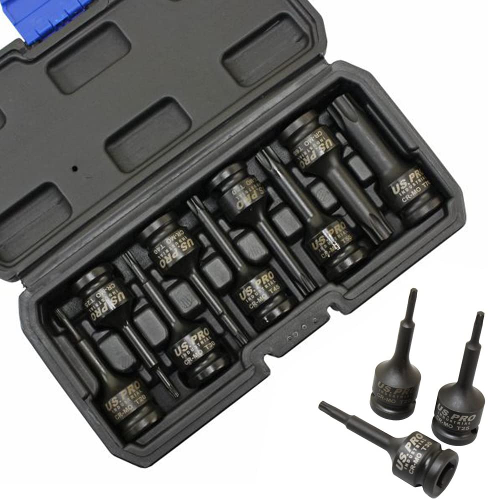 US Pro 9PC 1/2 DR Impact TORX BIT Socket Set 78MM Industrial