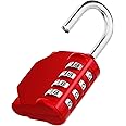 ZHEGE Combination Lock, 4 Digit Outdoor Combination Padlock for Gym, School, Gates, Doors, Hasps and Storage (Red)