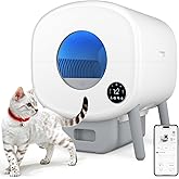 Cumrige Automatic Litter Box,Safety Sensor,App Control,95L Large Capacity | Detachable waste trays ,Self cleaning litter box for Multiple Cats,Safety Protection, 2 Roll Garbage Bags,White &amp; Grey