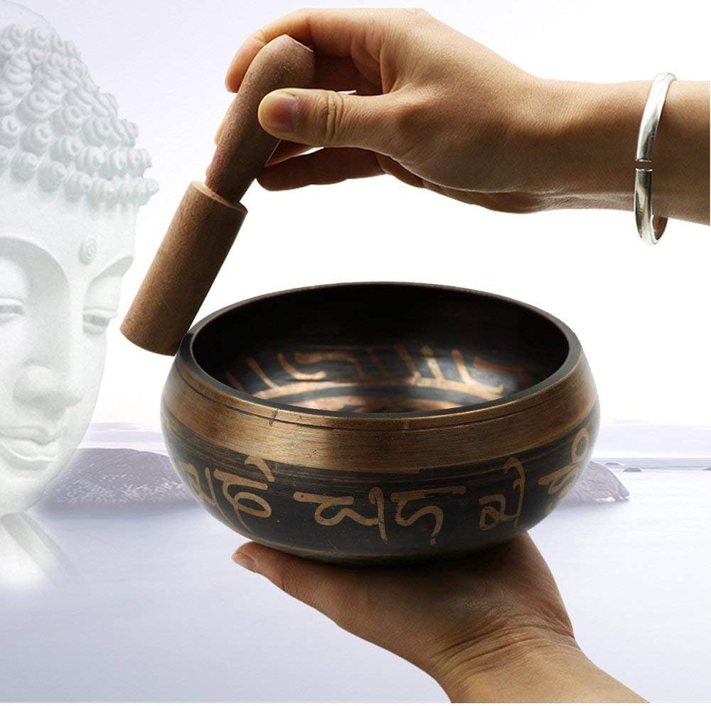 Tibetan Meditation Singing Bowl Set ~ With Mallet & Silk Cushion ~3.8Inch Tibetan Bowl For Buddhist Prayer, Chakra Healing, Yoga, and Mindfulness ~ Perfect Gift