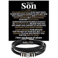 To My Son Bracelet From Mom Or Dad - Adjustable Braided String Bracelet With Sentimental Card