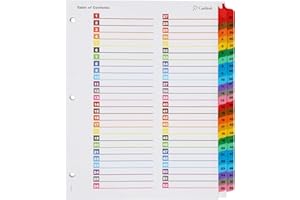 Cardinal Binder Dividers, 52-Tab Numbered, Multi-Color, Custom Printable Table of Contents, Dual Orientation, 3-Hole Punched 