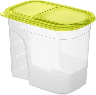 Rotho Sunshine Vorratsdose 2,2l mit Deckel und Schütte, Kunststoff (PP) BPA-frei, transparent/grün, 2,2l (20,3 x 13,5 x 16,0 cm)