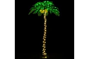 Tybeeu 7ft Lighted Palm Tree 208 LED Lights with Glowing Coconuts - Dimmable, UL Certified, Waterproof - Ideal for Indoor and Outdoor Decoration