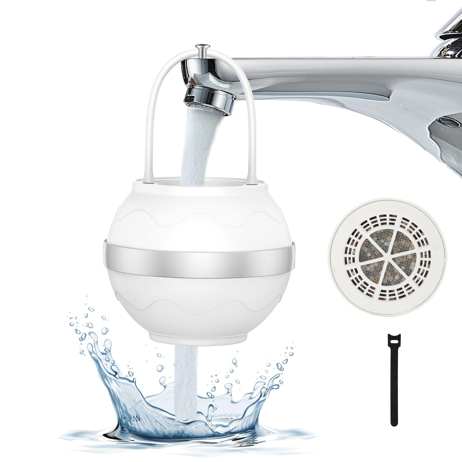 8 Stages Portable Bath Filter - Softens Hard Water, Purifies for Sensitive Skin & Hair (2 Filter Elements)