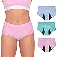 Bambody Period Underwear for Women - Absorbent Maternity & Postpartum Panties w/Silky Smooth & Breathable Fabric for Heavy Flow Menstrual & Incontinence -X-Large, 3 Pack Pink - Blue - Green