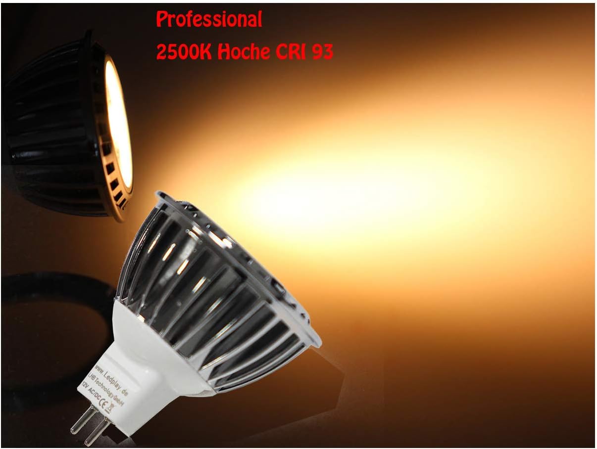 Ogeled CRI 95 GU5.3/Gu10 Spot LED Light Bulb 3 W Full Spectrum Technology Plant Lamps Dimmable A++, Class 2500k Warm White, Gu5,3 12-24V, G5.3 [Energy Class A++]