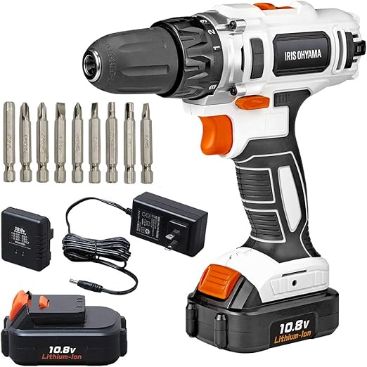 Amazon アイリスオーヤマ 電動ドライバー ドリルドライバー コードレス 充電式 10 8v 軽量 Ledライト 正逆転切替 Jcd28 Z ビット10種 充電器 バッテリー付き 共通バッテリーシリーズ Diy 工具 ガーデン