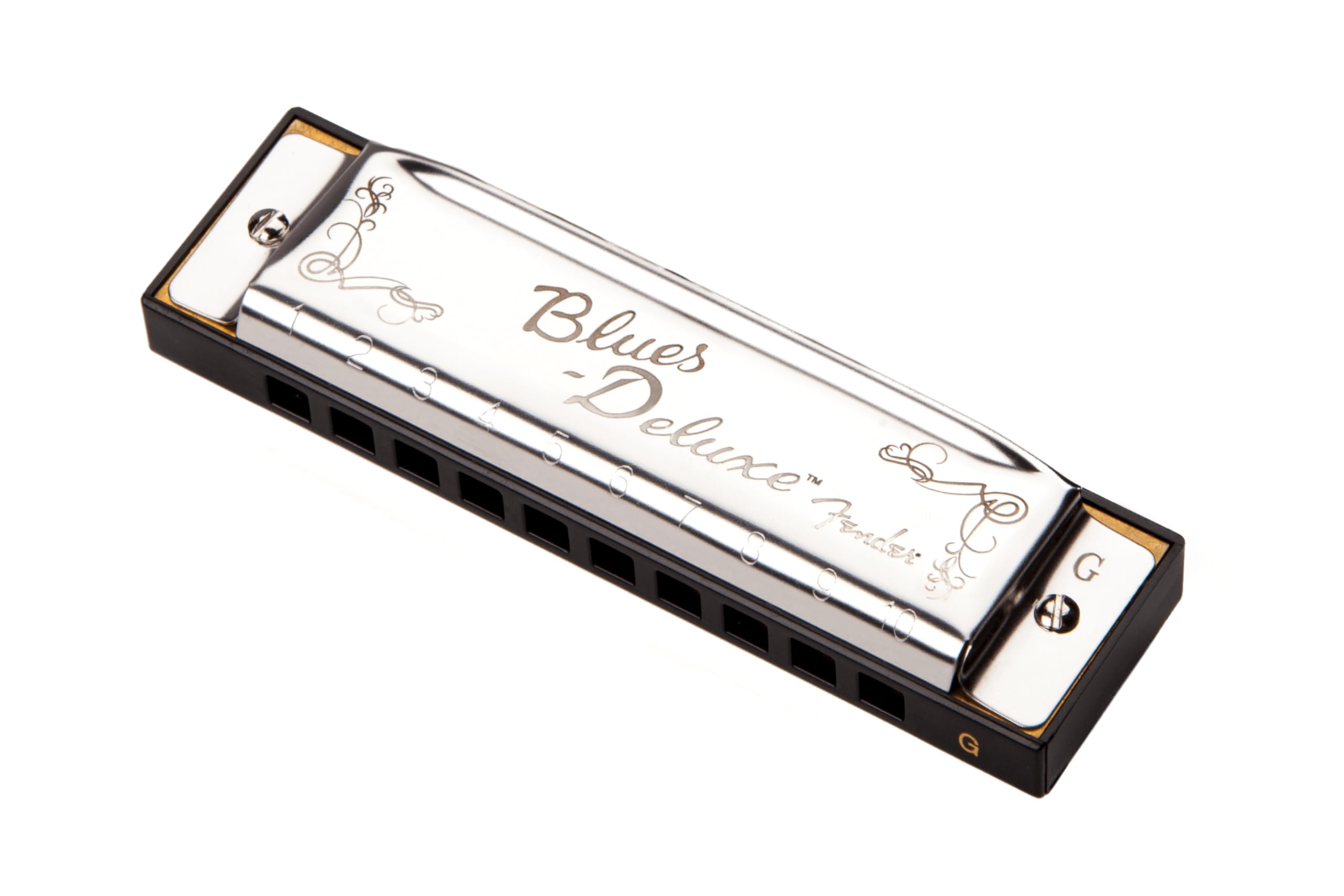 Fender Blues Deluxe Harmonica, Key of G, 10 Holes, Nickel Chrome, Includes Case