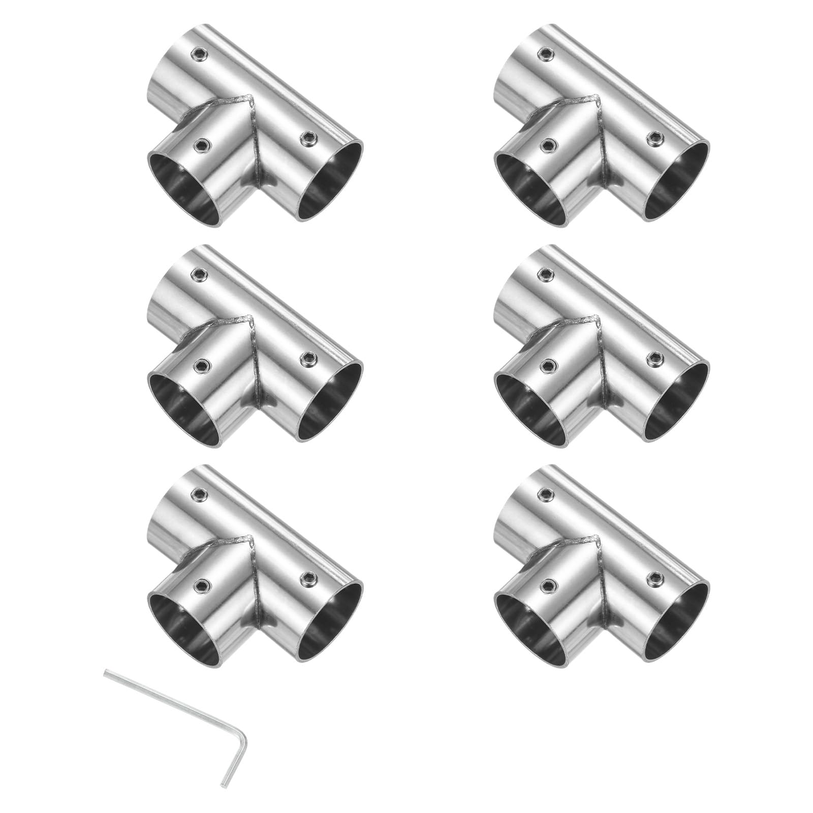 M METERXITY 6-Pack Structural Pipe Connector, Tee Pipe Fittings Stainless Steel Pipe Connector for OD 1" or 25MM Pipe, Conduit Connectors