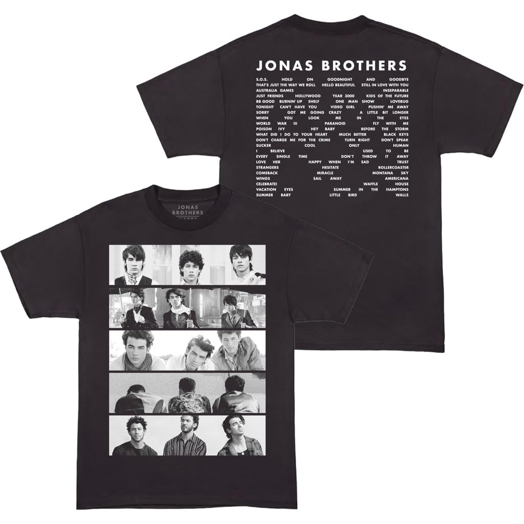 Photo 1 of JONAS BROTHERS Official Merch Tracklist Photo T-Shirt, Black, Large