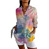 HERCHA Fashion Summer Shirts V Neck Japanese Art Vintage Floral Graphic Button Down Trendy Hawaiian Holiday Outfits