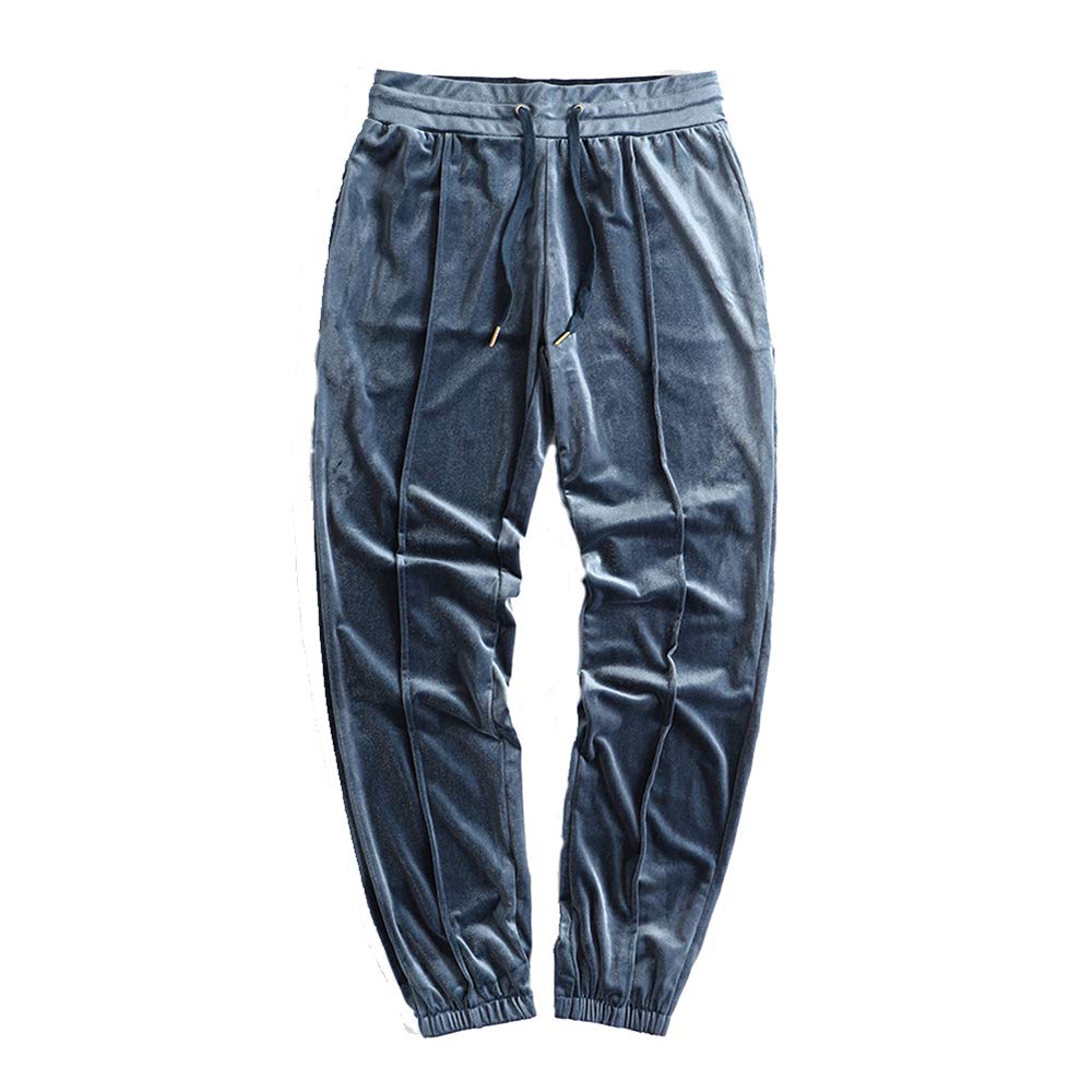 HANGJIAMen's Pants Solid Velour Jogger Sweatpant Casual Loose Velvet Trousers …