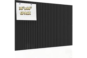 Aipiahio 6 Pack Large Cork Felt Board Alternative for Wall, 36" x 24" Black Felt Wall Tiles with Safe Removable Adhesive Tabs, 40 Pushpins, Cork Board for Office Essentials Pin Tack Cork Boards