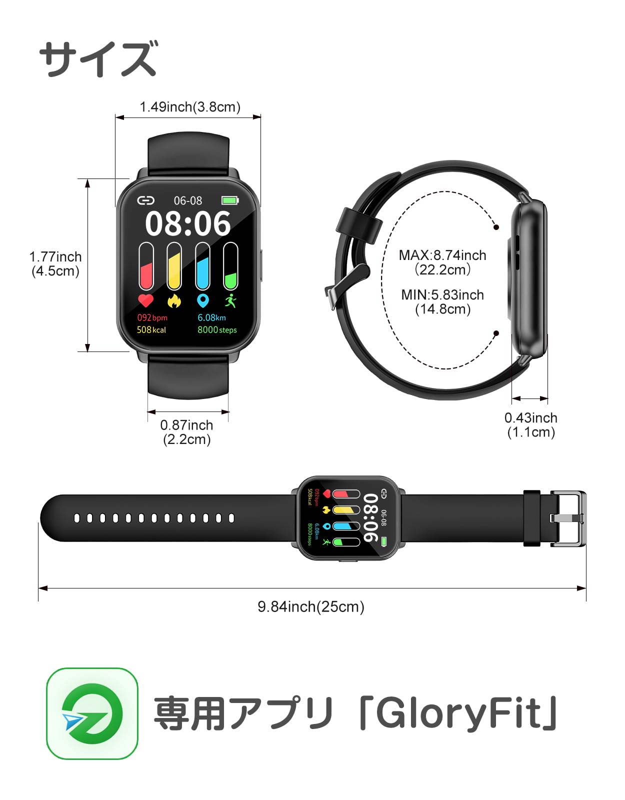 Smartwatch, iPhone/Android Compatible, Bluetooth Large Screen, Wristwatch, Pedometer, Smart Watch, 7 Day Battery Life, Incoming Call Notification, Smartphone Search, DIY Dial, IP68 Waterproof, Alarm,