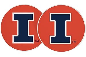 Desert Cactus University of Illinois Car Accessories UIUC Fighting Illini Absorbent Sandstone Cup Coasters Licensed Product Set of 2 (Design A)