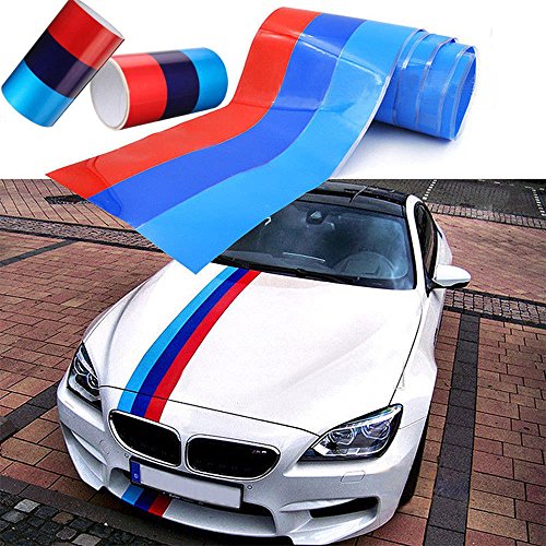 hsn_zem 5FT M-Colored Stripe Sticker car Vinyl Decal For BMW M3 M4 M5 M6 3 5 6 7 Series