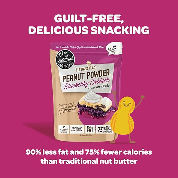 FLAVORED PB CO. BLUEBERRY COBBLER PEANUT BUTTER POWDER, LOW CARB AND ONLY 45 CALORIES, ALL-NATURAL FROM US FARMS (BLUEBERRY COBBLER)