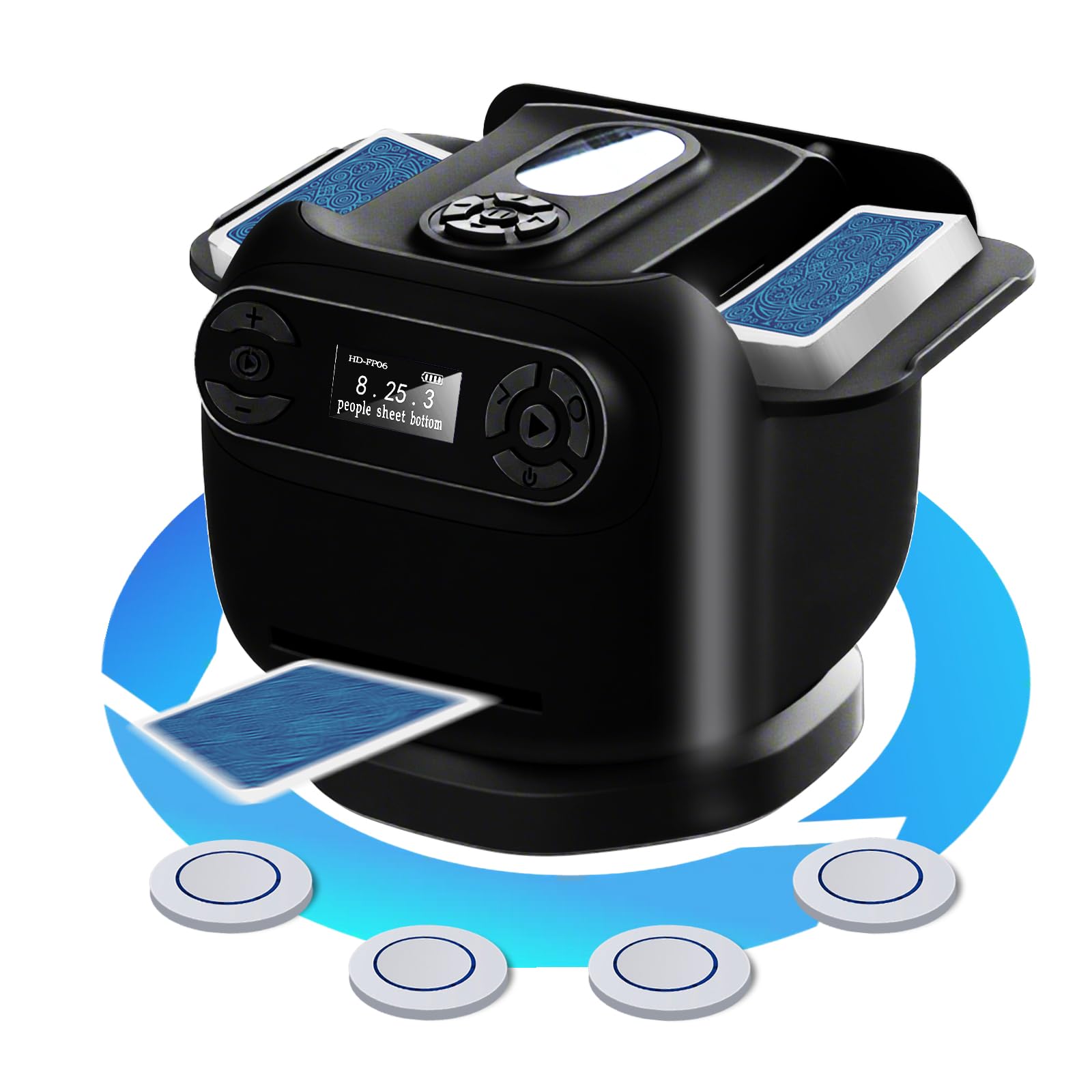 Photo 1 of 2026 Automatic Card Shuffler and Dealer Machine, 2-in-1 Smart 360°Rotating Card Dealer and Shuffler Machine, Super Quiet, Safer, Various Card Games for Home and Club-Black