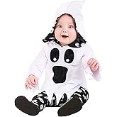 Spirited Infant Ghost Costume - Tunic & Hood with Printed Face - Baby Halloween Dress-up Fun