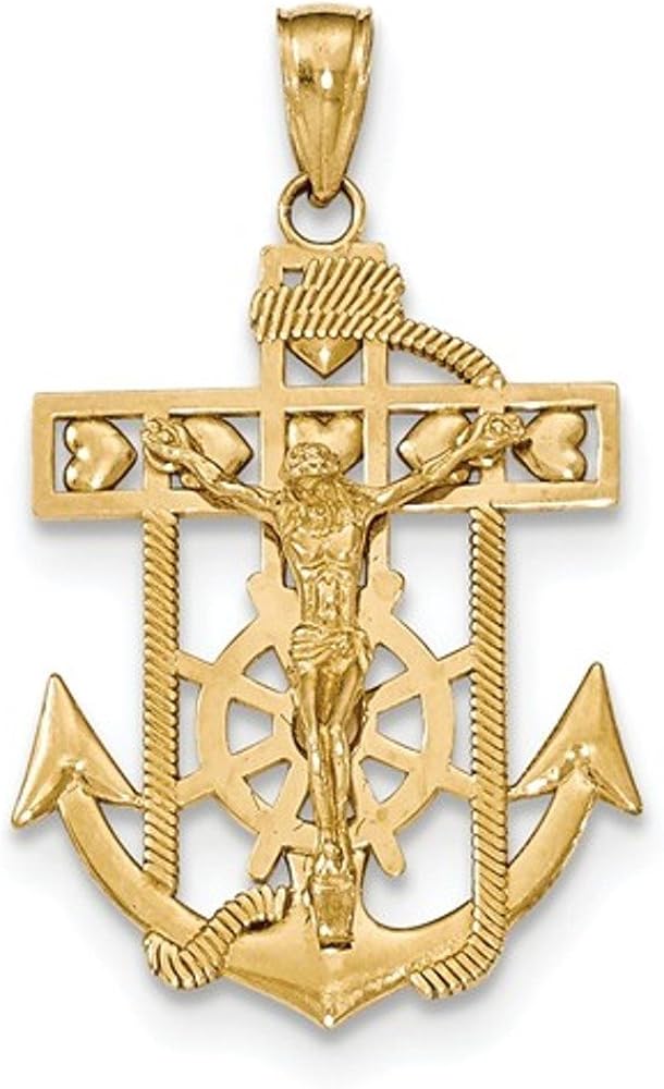 CKL International 14k Yellow Gold Mariners Cross Crucifix