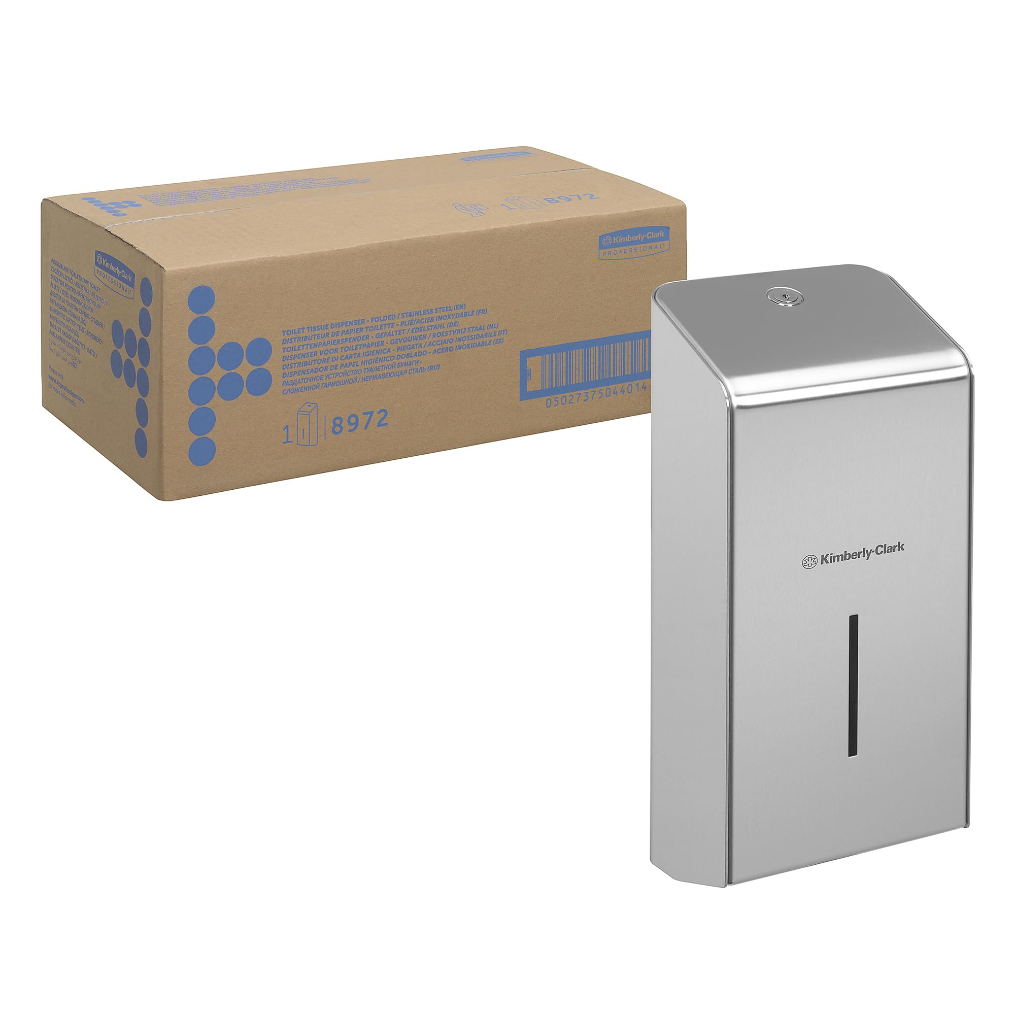 Kimberly-Clark Professional Stainless Steel Folded Toilet Tissue Dispenser 8972 - Single Sheet Toilet Paper Dispenser - 1 x Stainless Steel Dispenser