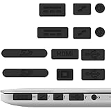 kwmobile Anti-dust protection set for Apple MacBook Pro 13" 15" Retina / Air 11" 13" in black - protect your ports from dust and dirt