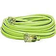 Flexzilla Pro Extension Cord, 14/3 AWG SJTW, 50 ft., Lighted Plug, Indoor/Outdoor, ZillaGreen - FZ512730