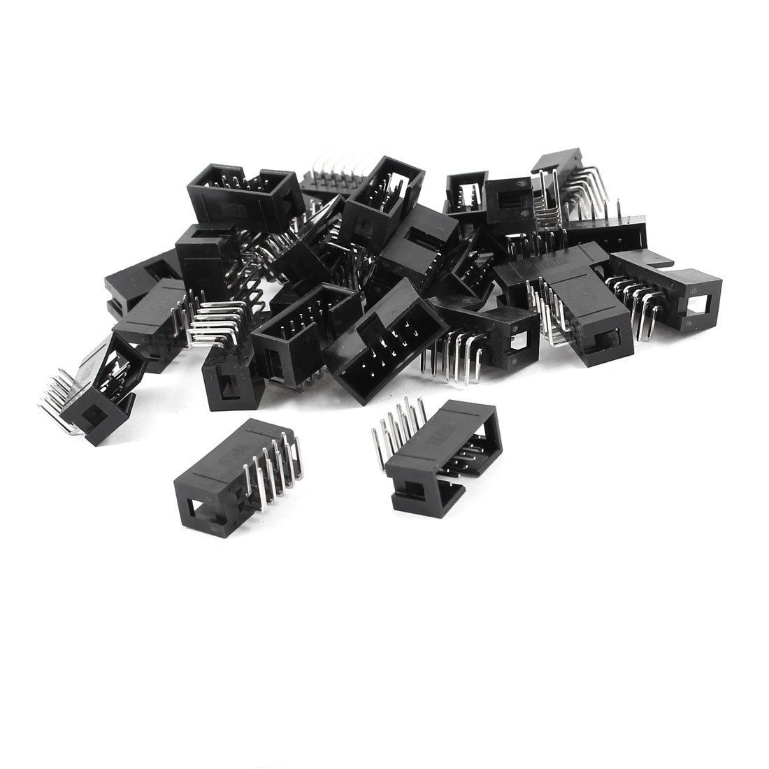 sourcing map 25Pcs 2x5 Pins 2.54mm Pitch Right Angle Connector Pin IDC Box Headers