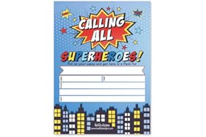 Hadley Designs Kids Birthday Invitations For Boys Superhero Theme - 25 Superhero Birthday Party Invitations For Boys, Comic B