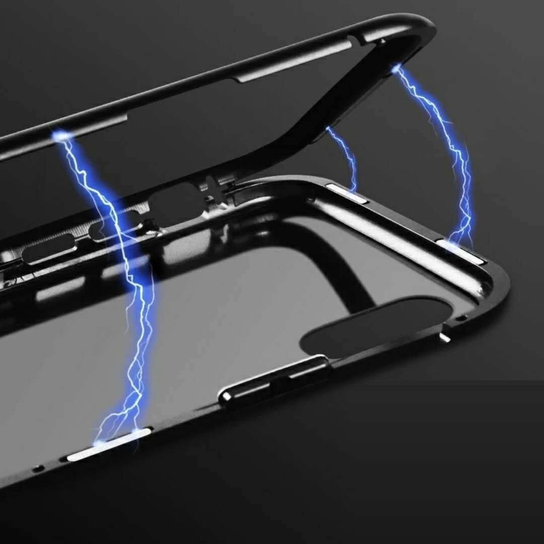 Laxus iPhone X Hülle, Full Body Slim Fit Ultradünne Hülle, [Magnetic Flip Cover] [Metallrahmen] [Clear Gehärtetes Glas] [Support Wireless Charging] für iPhone X