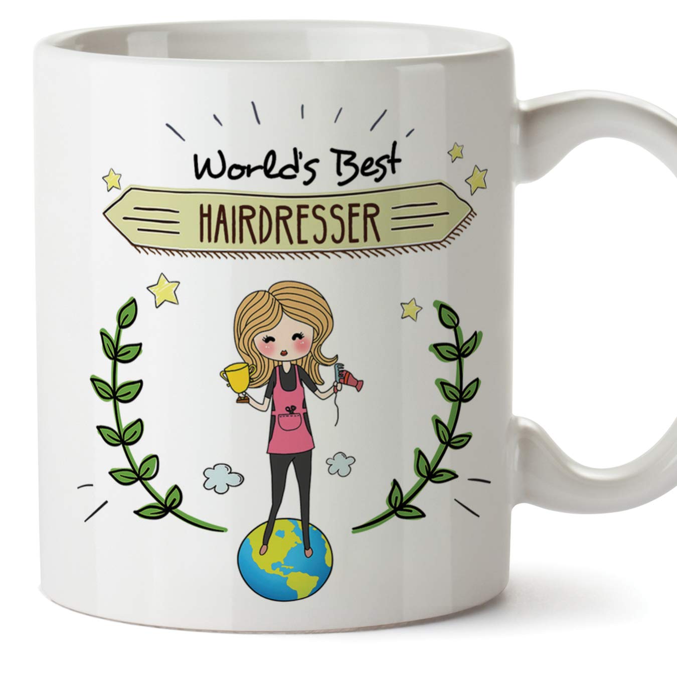 MUGFFINS Hairdresser Original Mug Cup Perfect Present - World's Best Hairdresser - 11 oz Ceramic